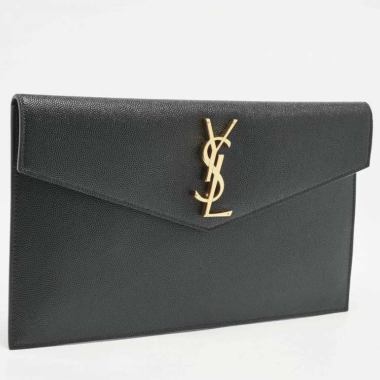 مملوكة مسبقًا Saint Laurent Black Leather Uptown Pouch
