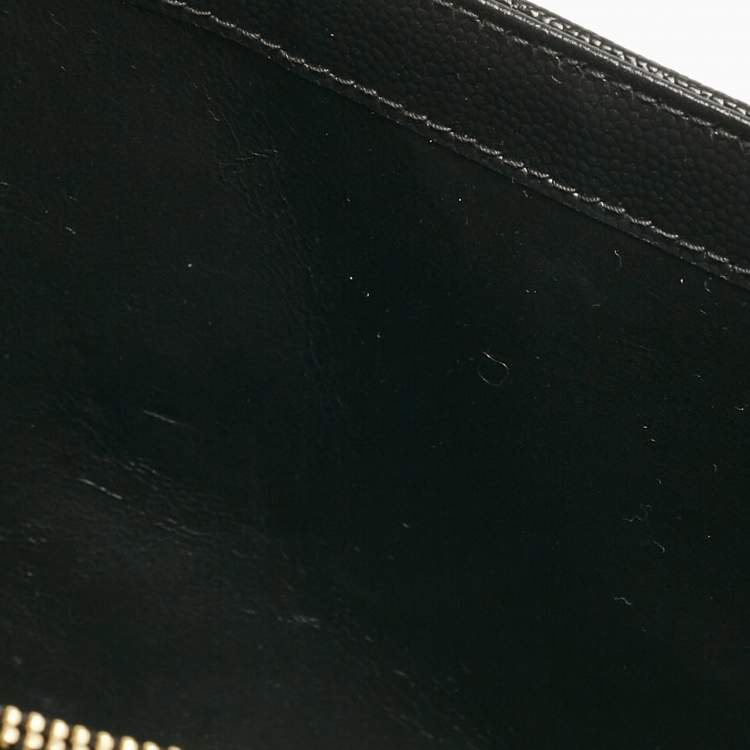 Pre Owned Saint Laurent Black Matelassé Leather Cassandre Envelope Wallet on Chain
