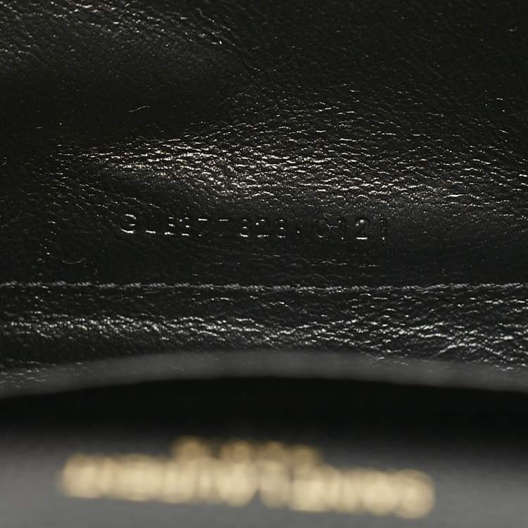 Pre Owned Saint Laurent Black Matelassé Leather Cassandre Envelope Wallet on Chain