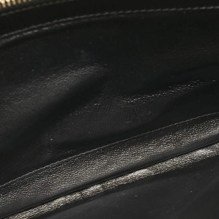 Pre Owned Saint Laurent Black Matelassé Leather Cassandre Envelope Wallet on Chain