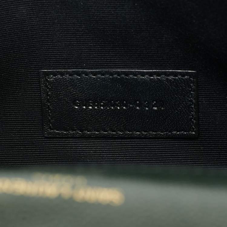 Pre Owned Saint Laurent Green Mixed Quilted Leather Envelope Flap Wristlet Clutch 