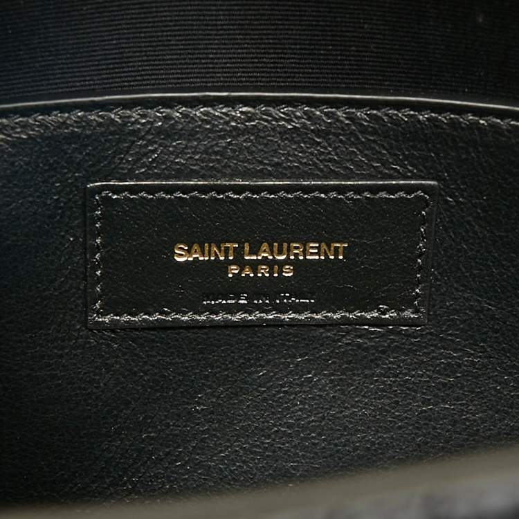 Pre Owned Saint Laurent Black Croc Embossed Leather Manhattan Shoulder Bag