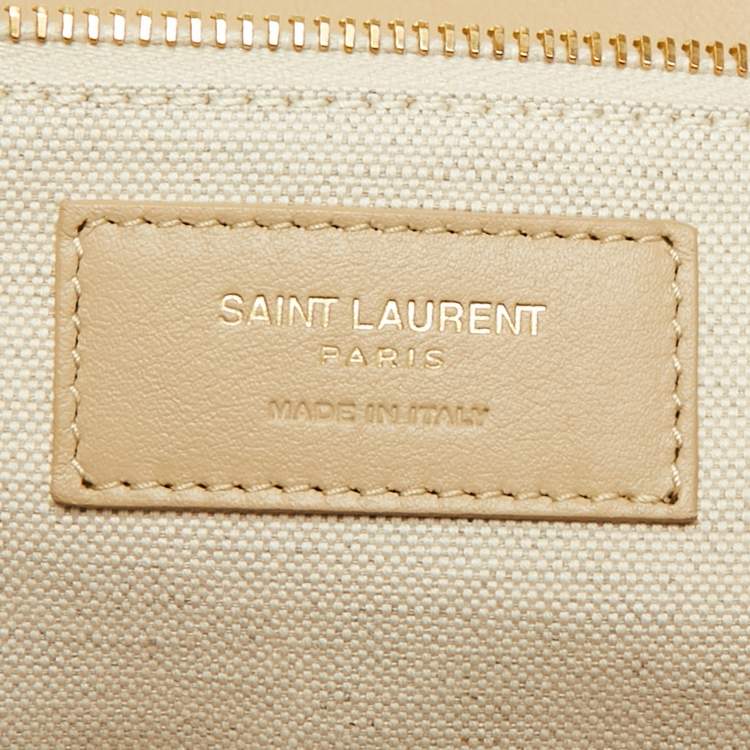 Pre Owned Saint Laurent Beige Quilted Nubuck Maxi Icare Shopping Tote