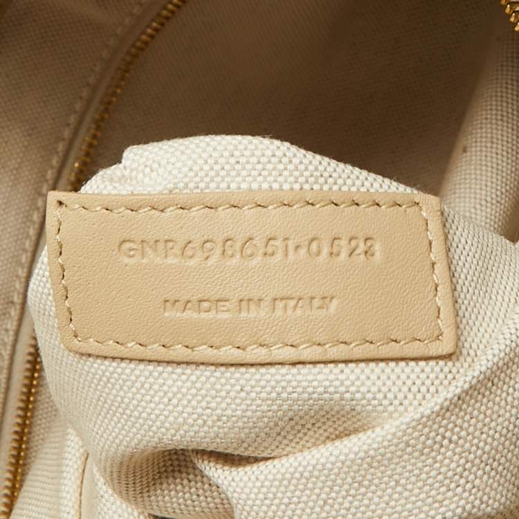 Pre Owned Saint Laurent Beige Quilted Nubuck Maxi Icare Shopping Tote