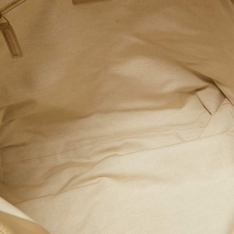 Pre Owned Saint Laurent Beige Quilted Nubuck Maxi Icare Shopping Tote