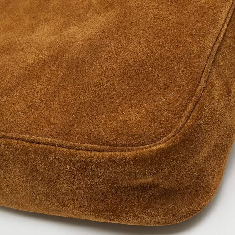Pre Owned Saint Laurent Brown Suede Fringe Drawstring Shoulder Bag