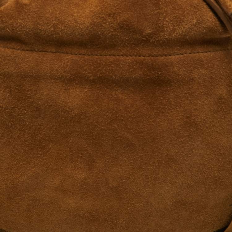 Pre Owned Saint Laurent Brown Suede Fringe Drawstring Shoulder Bag
