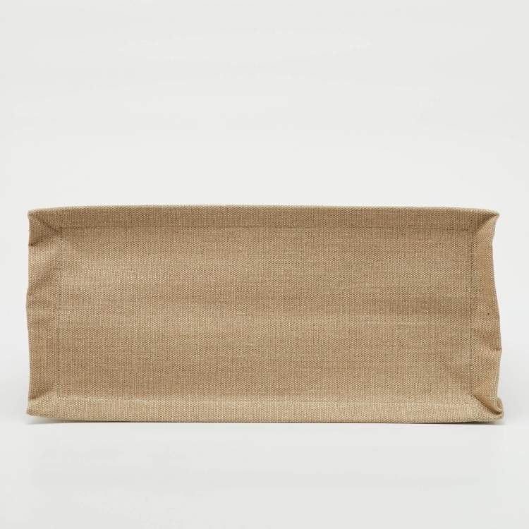 Pre Owned Saint Laurent Beige/Black Canvas and Leather Small Rive Gauche Tote