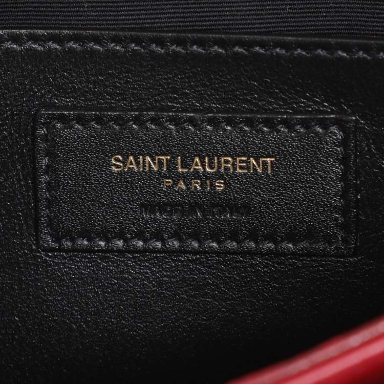 Pre Owned Saint Laurent Red Matelasse Leather Baby Niki Chain Shoulder Bag