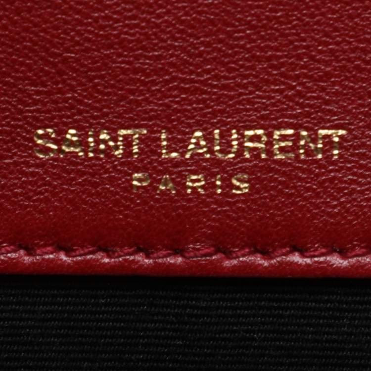 Pre Owned Saint Laurent Red Matelasse Leather Baby Niki Chain Shoulder Bag