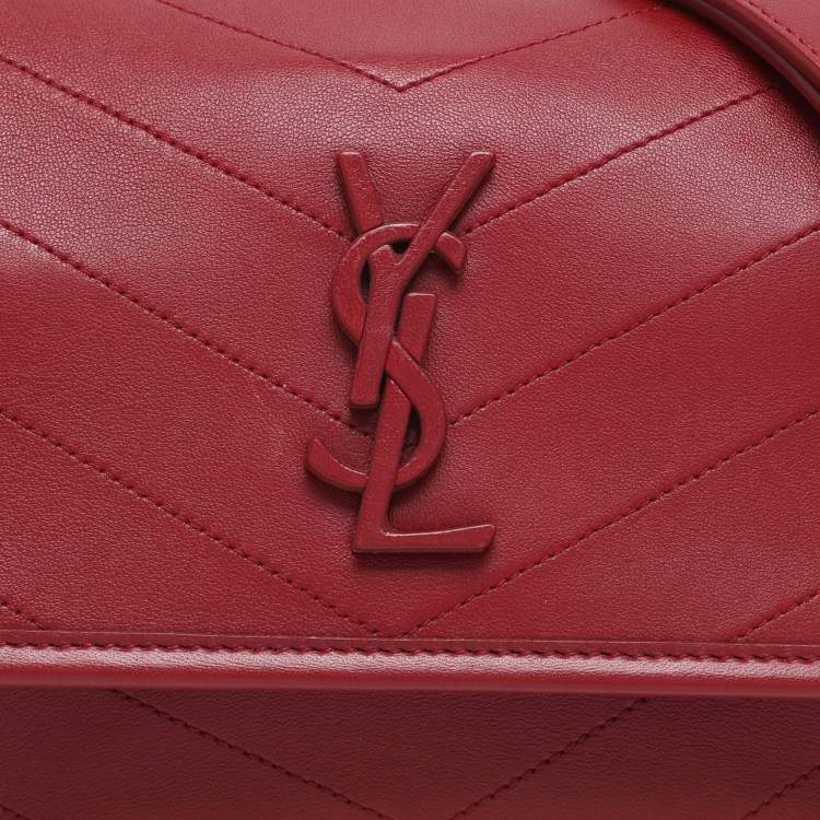 Pre Owned Saint Laurent Red Matelasse Leather Baby Niki Chain Shoulder Bag