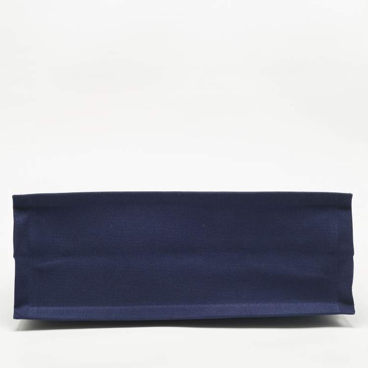 Pre Owned Saint Laurent Navy Blue Canvas Large Rive Gauche Tote