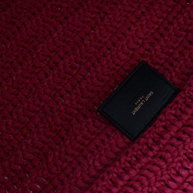 Pre Owned Saint Laurent Rive Gauche Raffia Tote Bag
