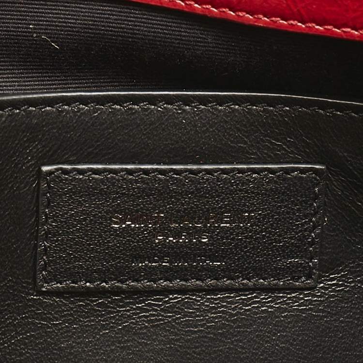 Pre Owned Saint Laurent Red Matelassé Leather Baby Niki Chain Shoulder Bag