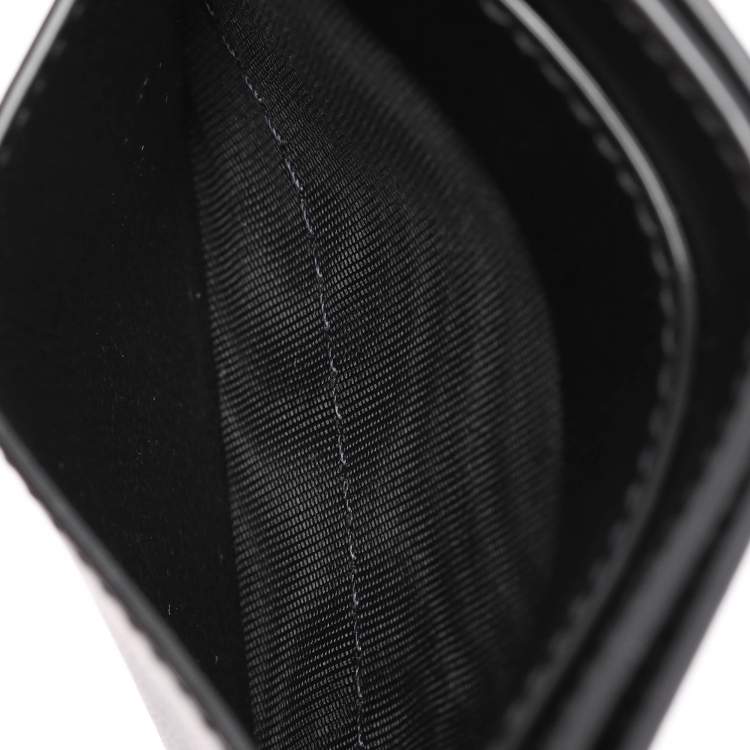 Pre Owned Saint Laurent Black Leather Tiny Cassandre Card Holder