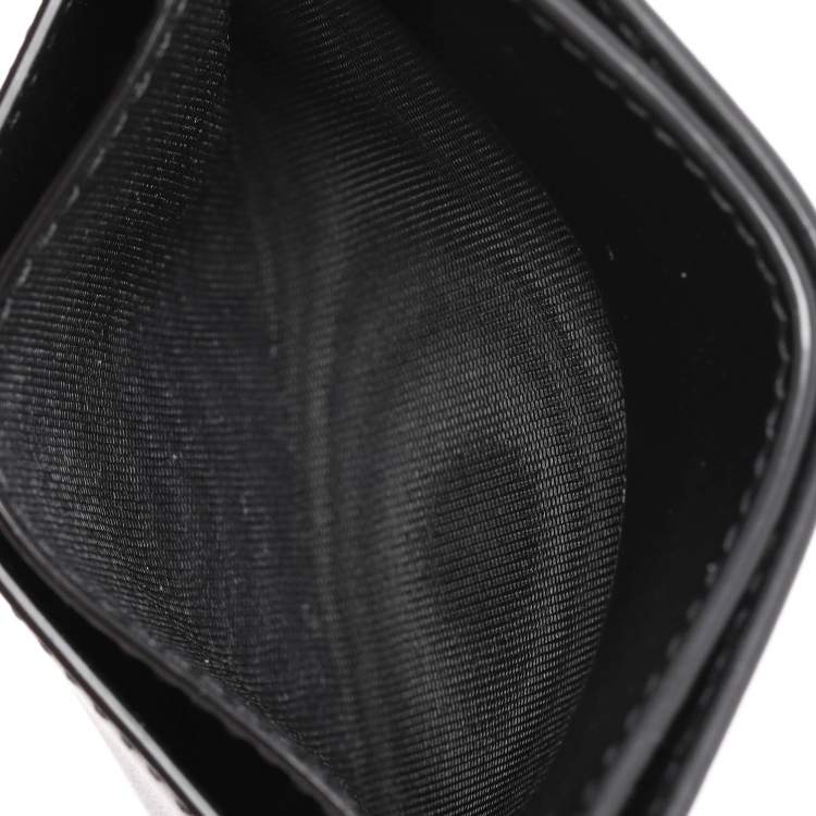 Pre Owned Saint Laurent Black Leather Tiny Cassandre Card Holder