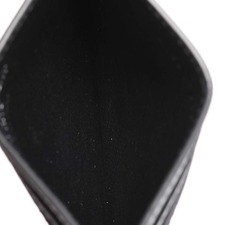Pre Owned Saint Laurent Black Leather Tiny Cassandre Card Holder