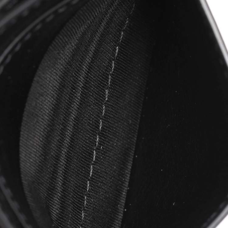 Pre Owned Saint Laurent Black Leather Tiny Cassandre Card Holder