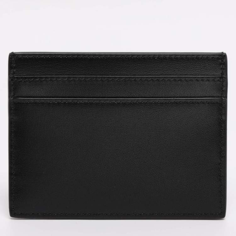 Pre Owned Saint Laurent Black Leather Tiny Cassandre Card Holder