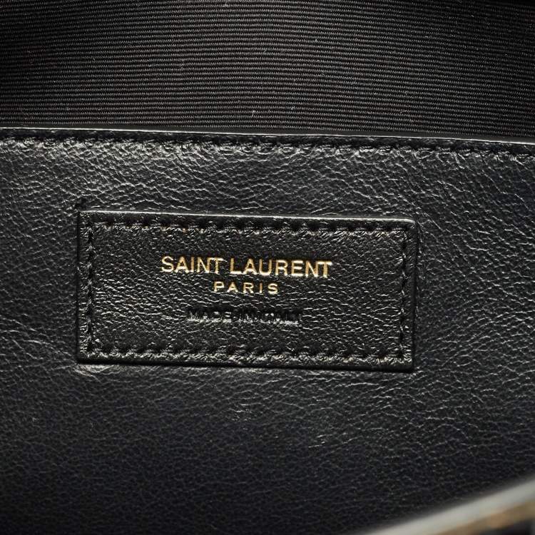 Pre Owned Saint Laurent Black Croc Embossed Leather Manhattan Shoulder Bag