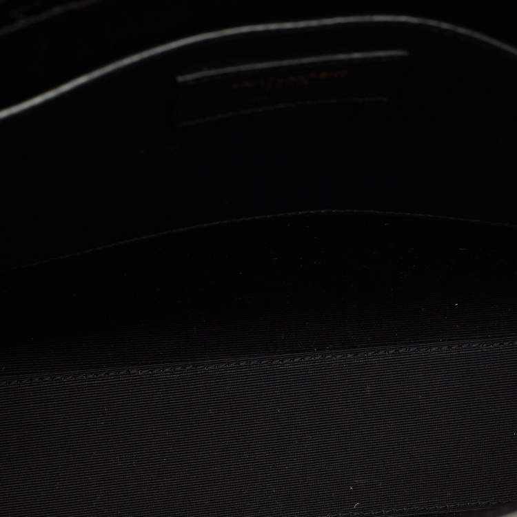 Pre Owned Saint Laurent Black Croc Embossed Leather Manhattan Shoulder Bag