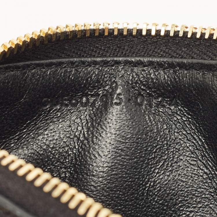 Pre Owned Saint Laurent Tiny Cassandre Black Matelassé Leather Zipped Card Holder