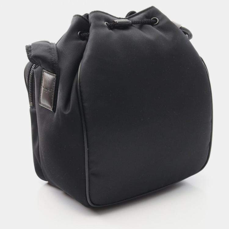 Pre Owned Saint Laurent Paris Niki Bucket Black Nylon Leather Shoulder Bag