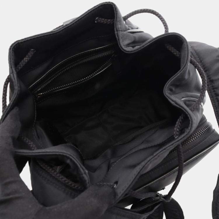 Pre Owned Saint Laurent Paris Niki Bucket Black Nylon Leather Shoulder Bag