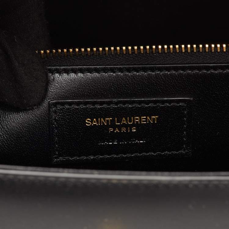 Pre Owned Saint Laurent Manhattan Black Leather Top Handle Bag