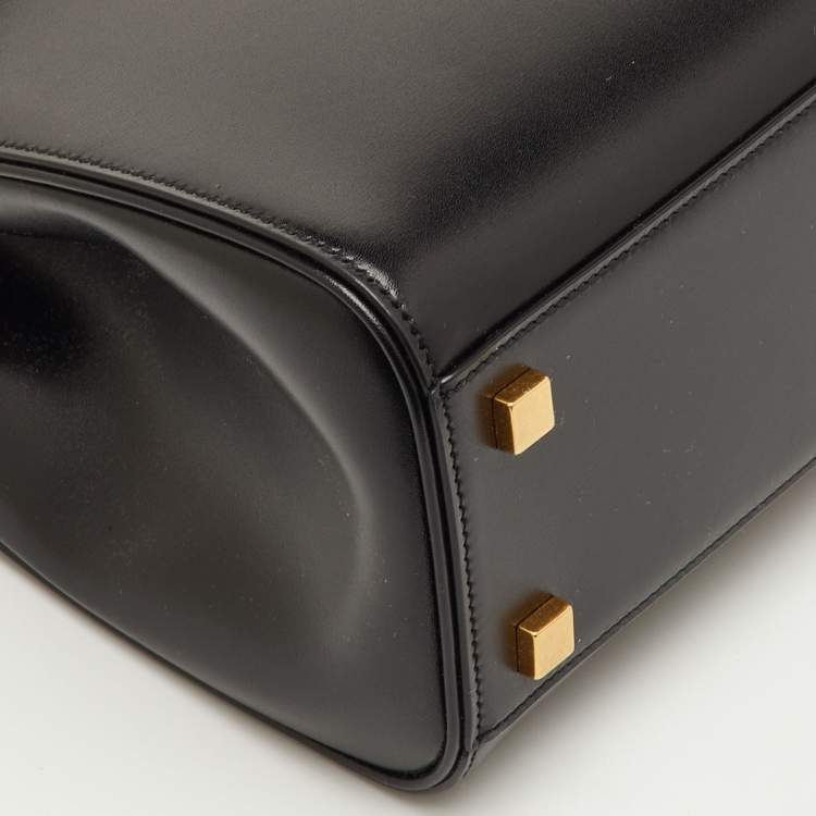 Pre Owned Saint Laurent Manhattan Black Leather Top Handle Bag