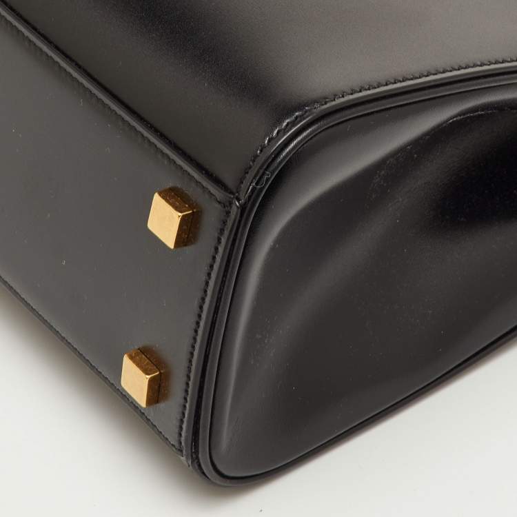 Pre Owned Saint Laurent Manhattan Black Leather Top Handle Bag