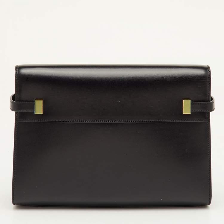 Pre Owned Saint Laurent Manhattan Medium Black Leather Shoulder Bag