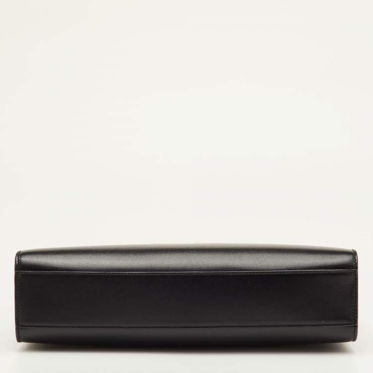 Pre Owned Saint Laurent Manhattan Medium Black Leather Shoulder Bag