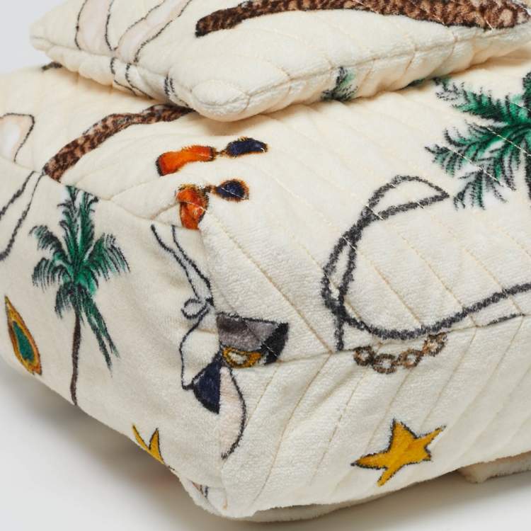 Pre Owned Saint Laurent Cream/Multicolor Summer Print Terry Cloth Backpack