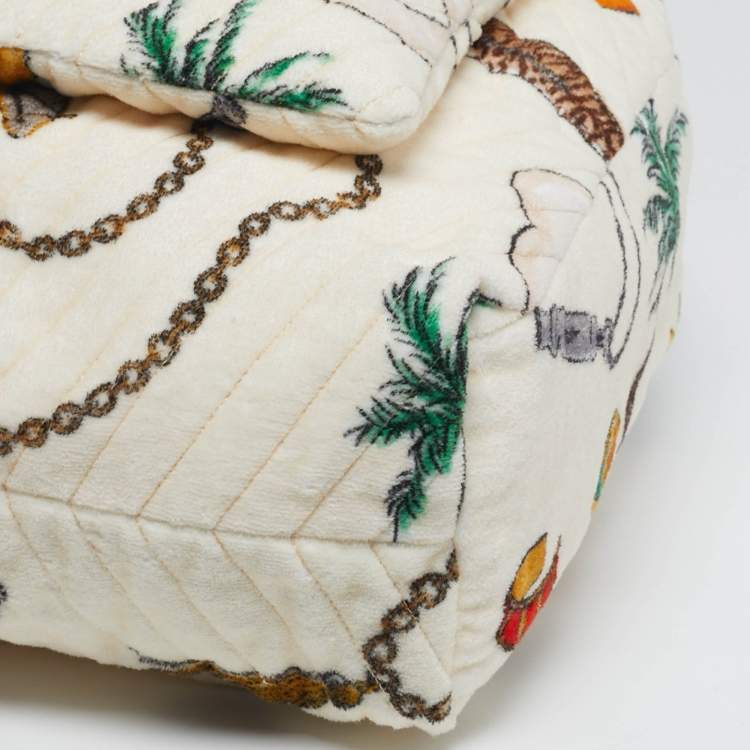 Pre Owned Saint Laurent Cream/Multicolor Summer Print Terry Cloth Backpack