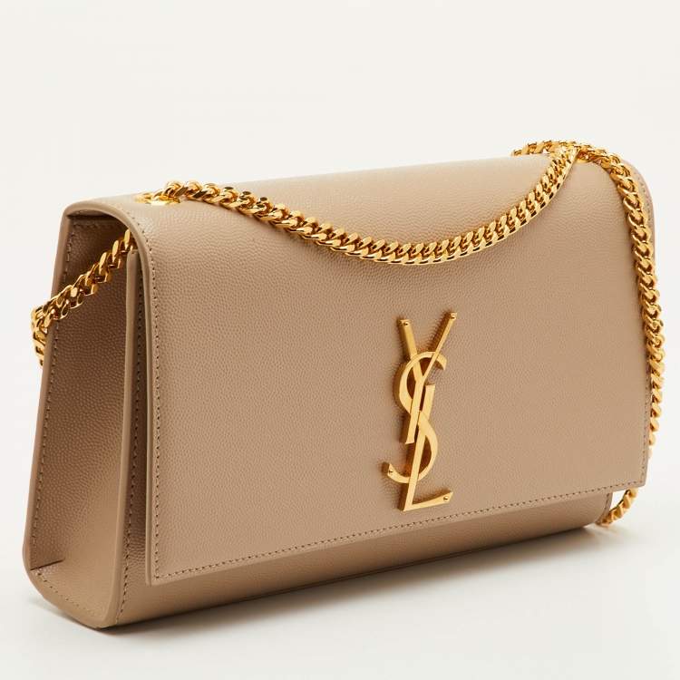 Pre Owned Saint Laurent Monogram Beige Leather Chain Shoulder Bag