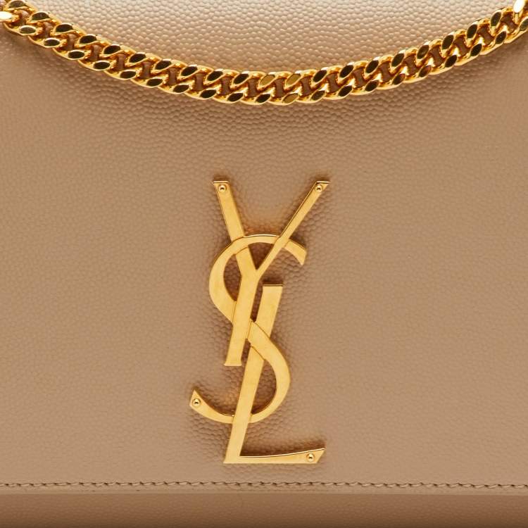 Pre Owned Saint Laurent Monogram Beige Leather Chain Shoulder Bag