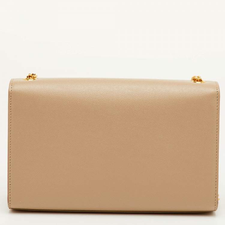 Pre Owned Saint Laurent Monogram Beige Leather Chain Shoulder Bag