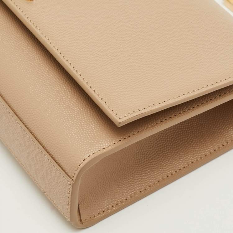 Pre Owned Saint Laurent Monogram Beige Leather Chain Shoulder Bag