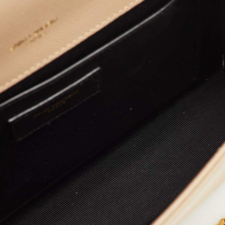 Pre Owned Saint Laurent Monogram Beige Leather Chain Shoulder Bag