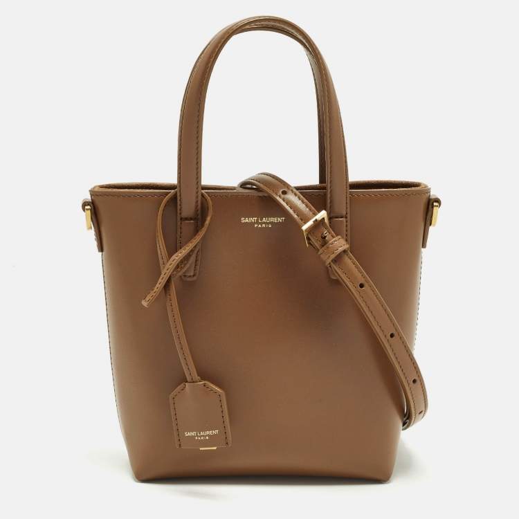 Pre Owned Saint Laurent Toy Mini Brown Leather Shopper Tote