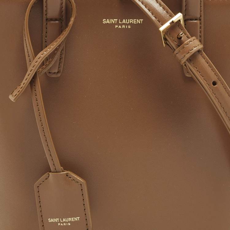 Pre Owned Saint Laurent Toy Mini Brown Leather Shopper Tote