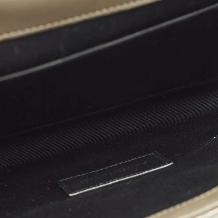 Pre Owned Saint Laurent Monogram Envelope Metallic Mixed Matelasse Leather Clutch