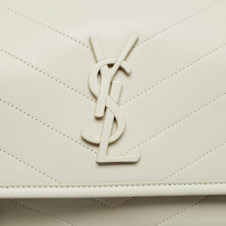 Pre Owned Saint Laurent Niki Medium Off White Matelasse Leather Shoulder Bag