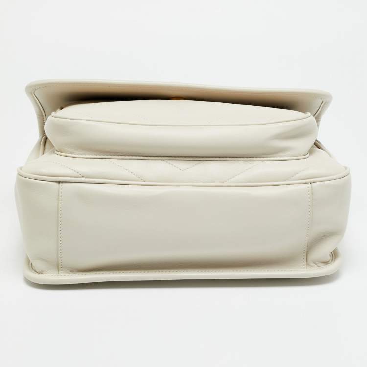 Pre Owned Saint Laurent Niki Medium Off White Matelasse Leather Shoulder Bag