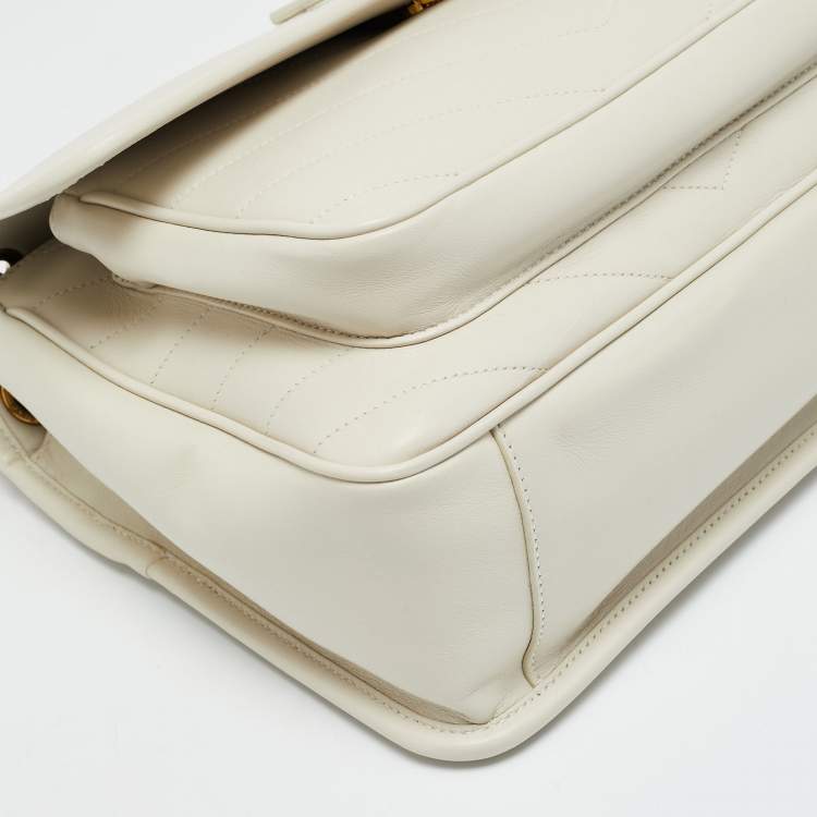 Pre Owned Saint Laurent Niki Medium Off White Matelasse Leather Shoulder Bag