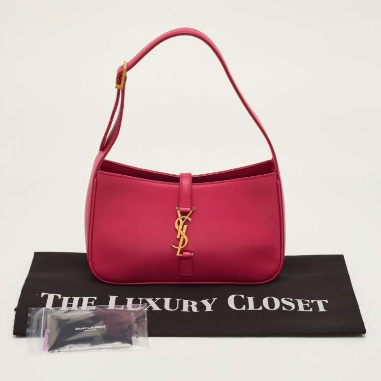 Pre Owned Saint Laurent LE 5 À 7 Pink Smooth Leather Shoulder Bag