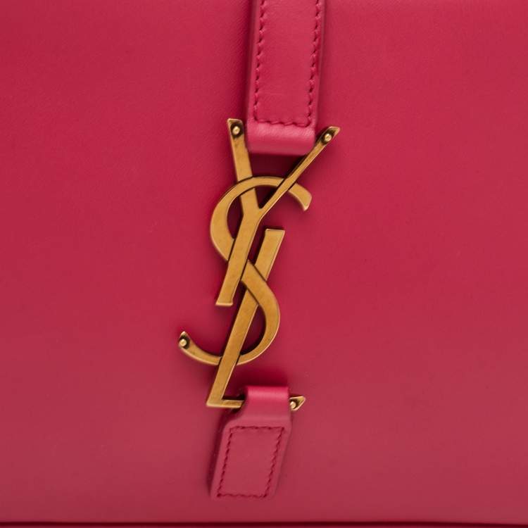 Pre Owned Saint Laurent LE 5 À 7 Pink Smooth Leather Shoulder Bag