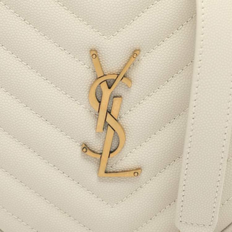 Pre Owned Saint Laurent Ivory Leather Round Crossbody Bag