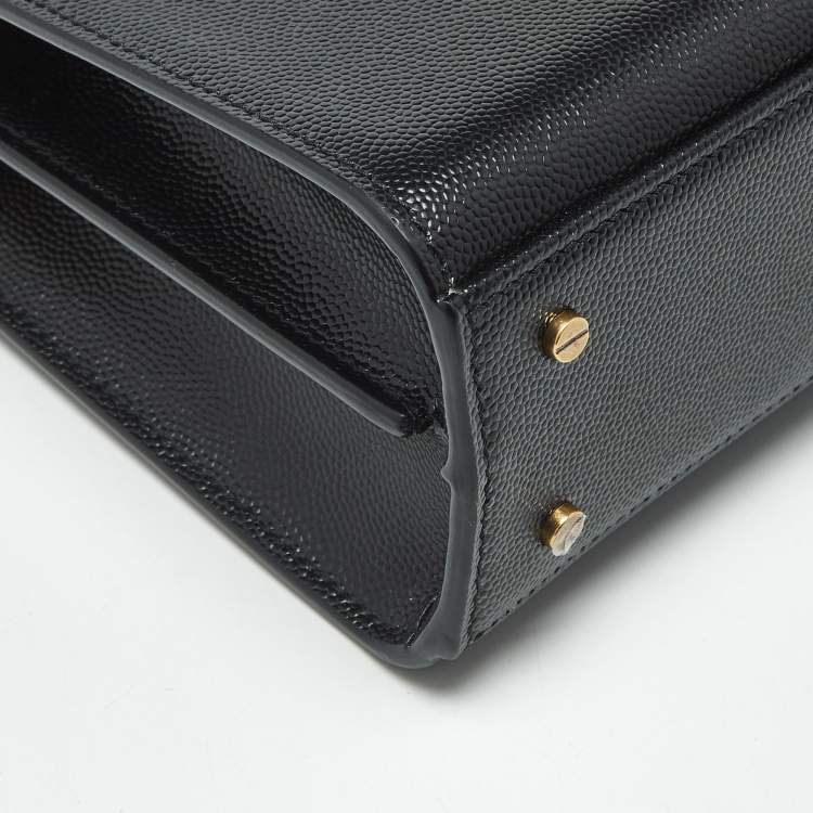 Pre Owned Saint Laurent Cassandra Mini Black Leather Top Handle Bag